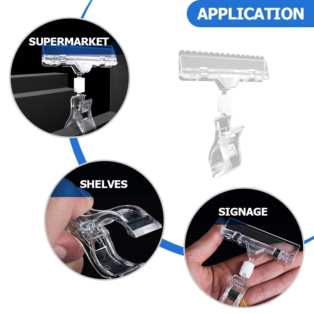 

Price Tag Holder Clip Display Retail Sign Clips for Shop Supermarket Advertising Lightweight Double Ends Hold Signs