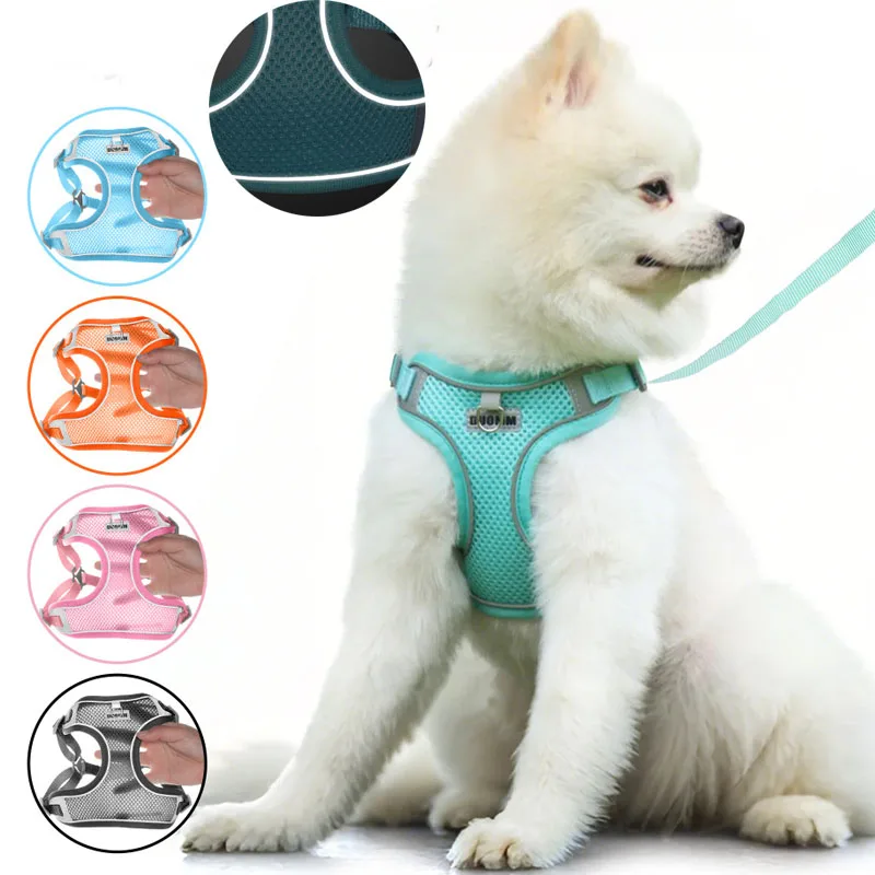 

Mesh Dog Harness Reflective Harness With Leash Set Dog Accessories Puppy Chest Strap Vest For Small Dogs Chihuahua Pet Harnesses