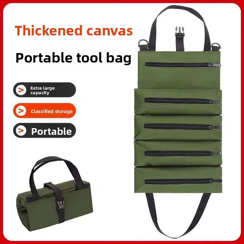 

Cross Border Roll Up Oxford Cloth Tool Bag Electrician Car Tool Organizer Multi Function Portable Kit Durable Tool Organizer