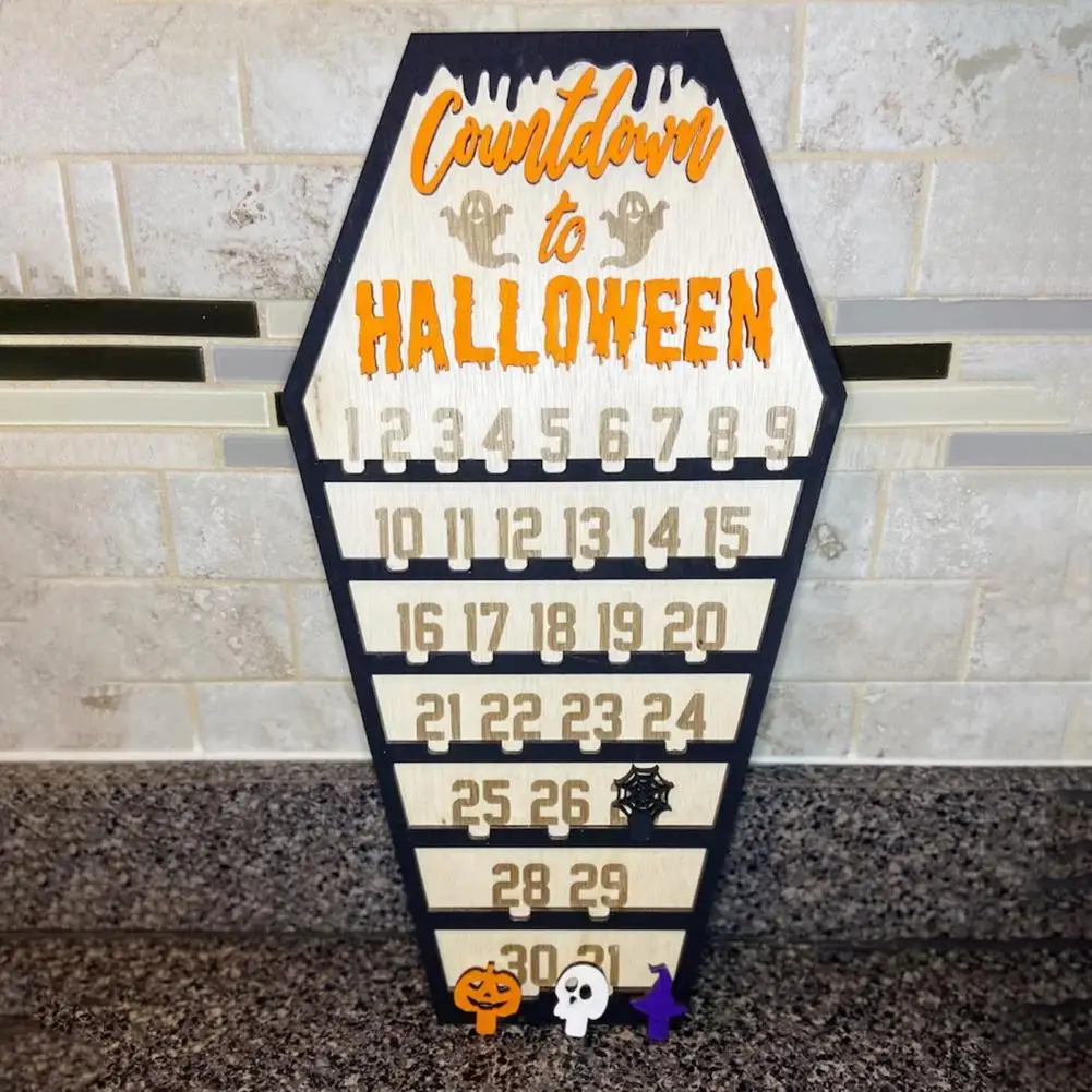 Bright Colored Halloween Calendar Halloween Advent Calendar Durable Wood Halloween Countdown Calendar Festive Home for Halloween