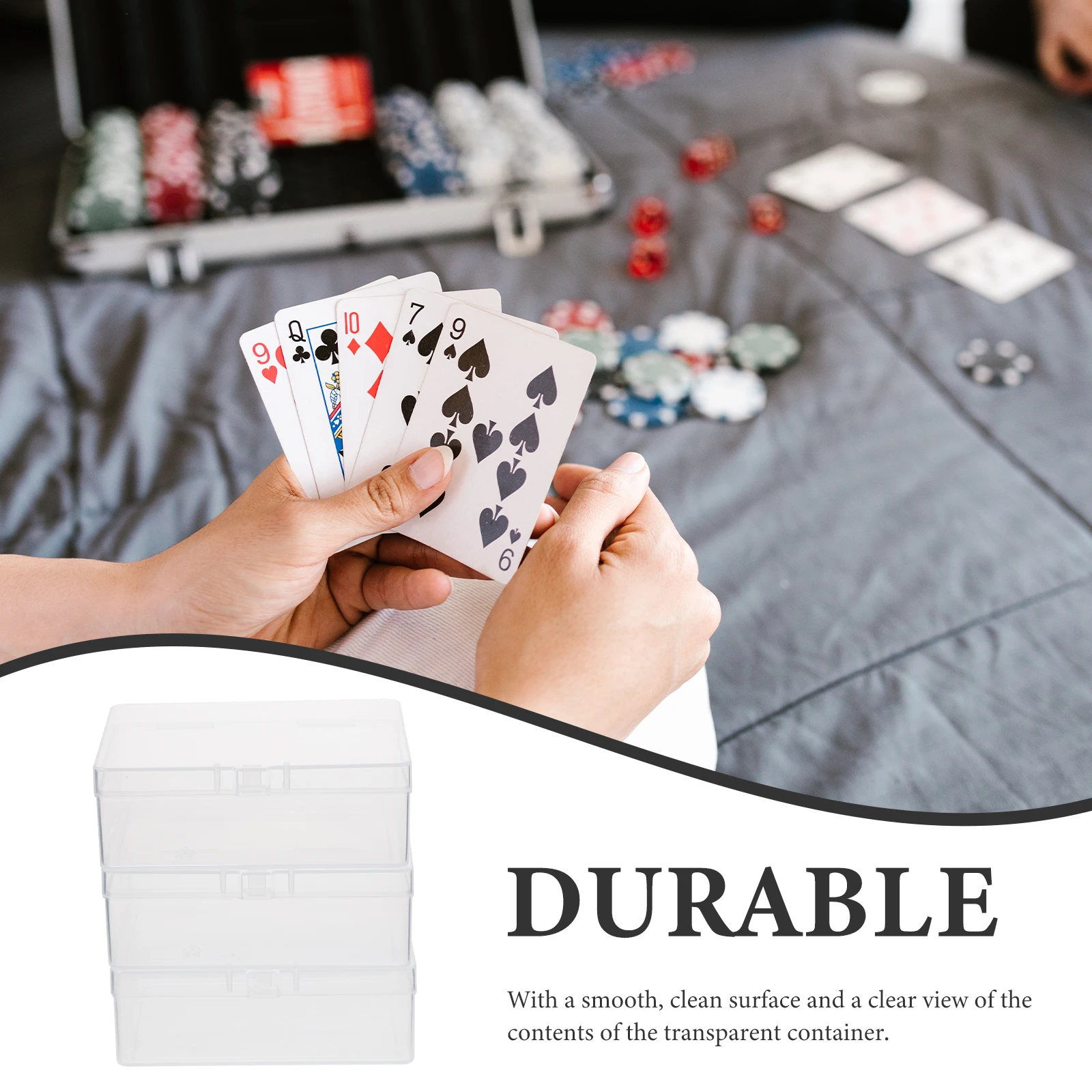 

3 Pcs Card Storage Box 10x7x3.5cm Clear Transparent ganizer for Game Poker Playing Cards Deck Holder Business Jewelry Small