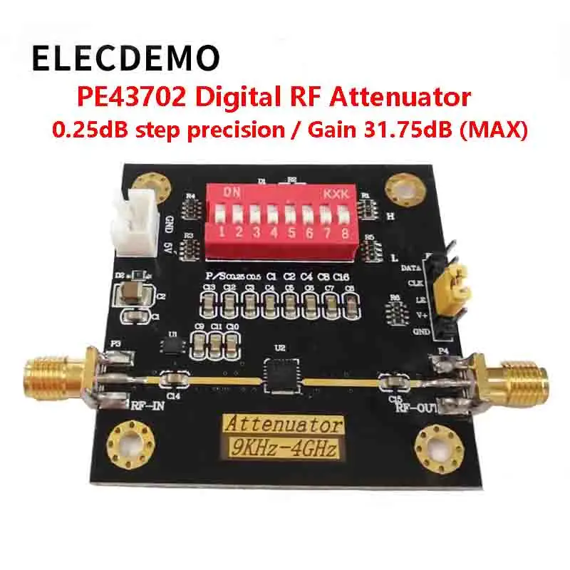 Picture: PE43702 module digital RF attenuator module bandwidth 9K~4GHz 0.25dB step accuracy maximum gain 31.75dB