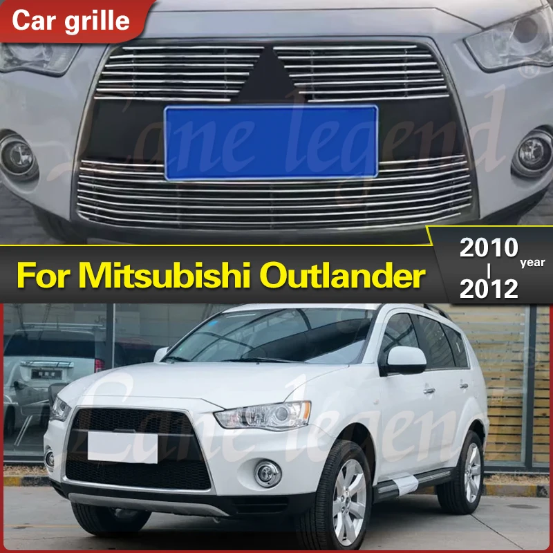 Fit For Mitsubishi Outlander 2010 - 2012 High Quality Car Body Protection Detector Metal Trim Racing Front Up Grid Grille Grill