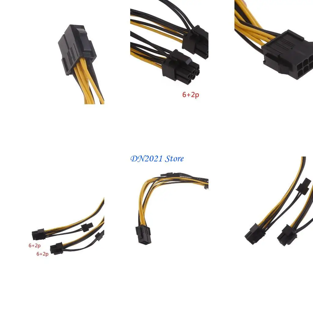 F3KE 8Pin to 2x8 Pin (6+2) CPU GPU Dual 8Pin Power Splitter Graphics Card Cable 20cm