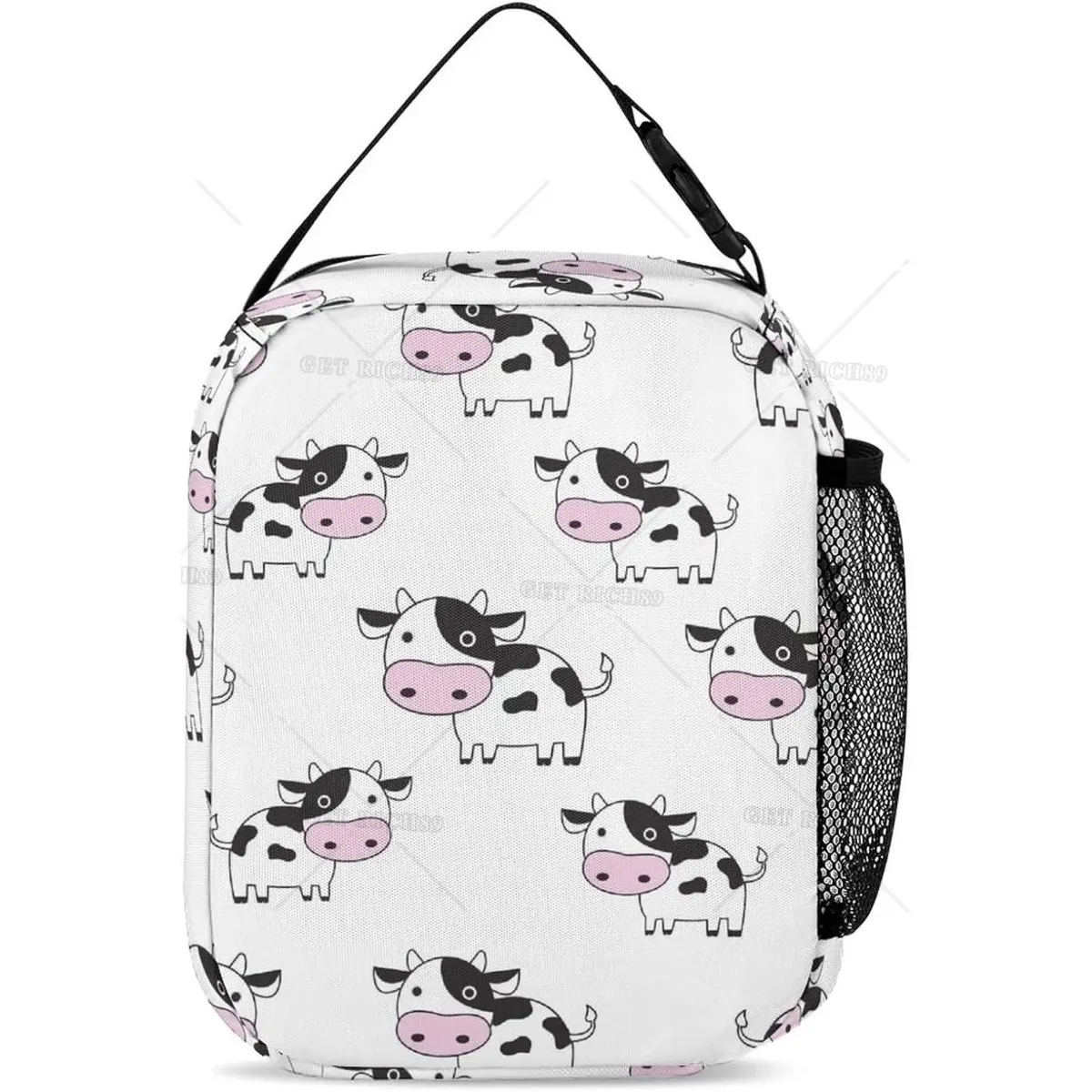 Cute Cow Insulated Lunch Box for Women Boys Girls Portable Lunch Bag Farm Animal Reusable Cooler Lunchbox for Work Picnic Travel