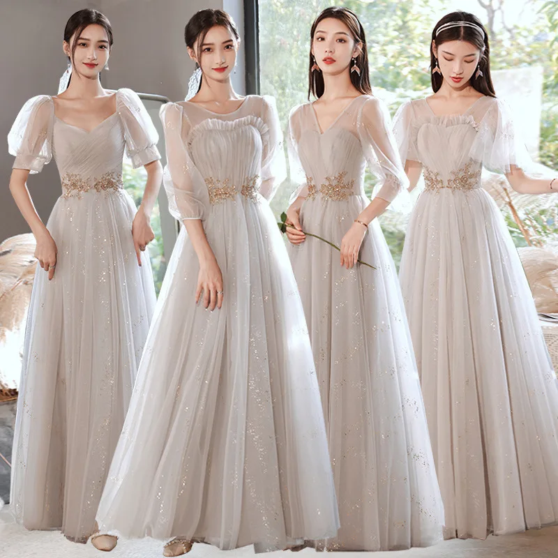 

Bridesmaid Dress 2025 New Autumn Temperament Long Student Graduation Dress Fairy Wedding Sisters Group Bridesmaid Dress