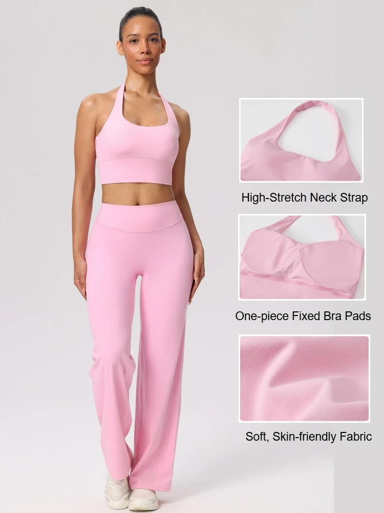 New Halter-Neck Tank Top Loose-Fit Yoga Pants Set Breathable Quick-Dry Athletic Wear Fitness Pilates Running Leisure Yogasuit