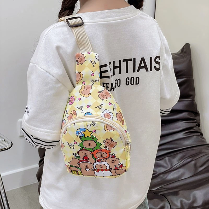 Tas Selempang Bahu Capybara Lucu Tas Dada Boneka Kartun Tas Penyimpanan Multifungsi Dekorasi Rumah Hadiah Anak-anak