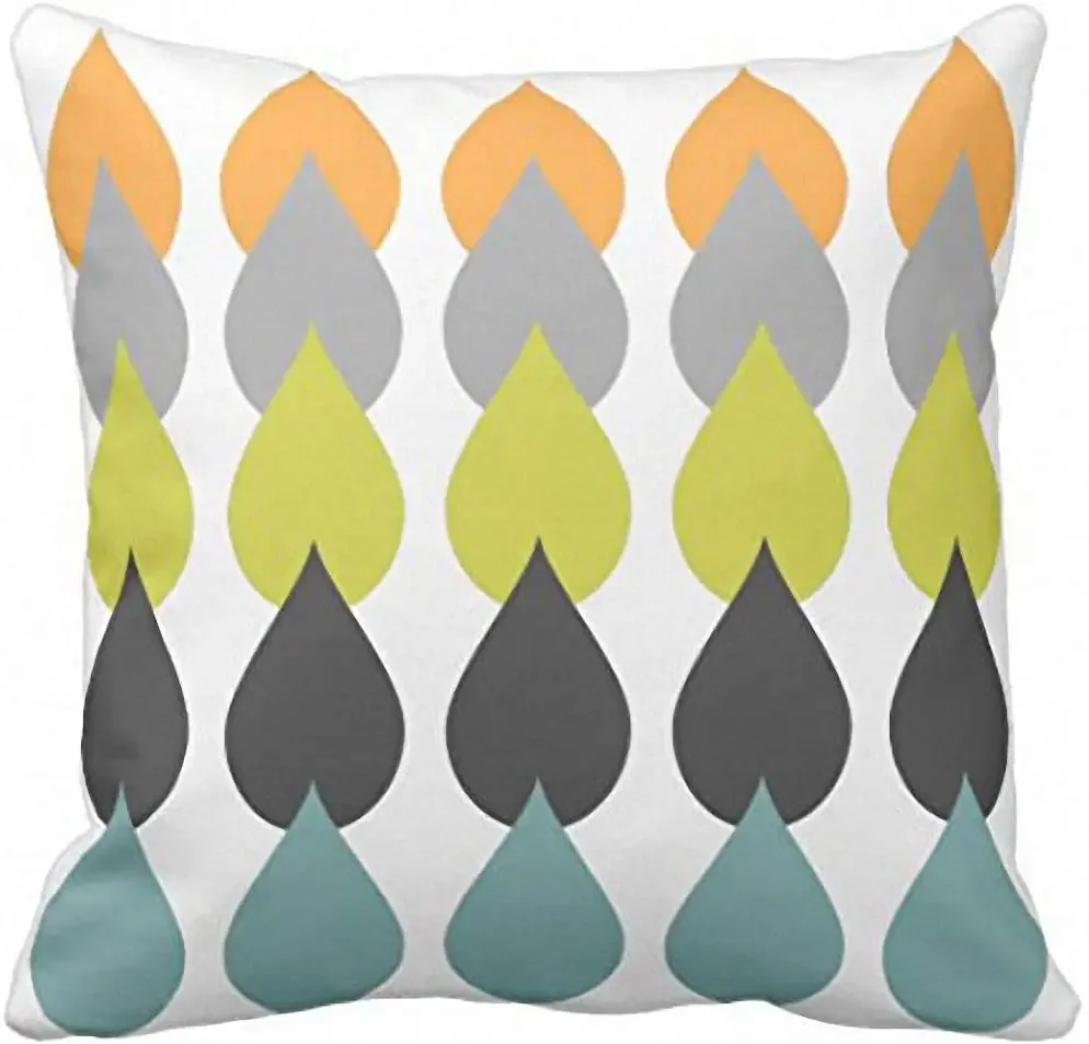 Cushion Cover Green Grey Retro Orange Chartreuse Yellow Gray Mid Decorative Pillow Case Home Decor Square 20x20 Inch Pillowcase