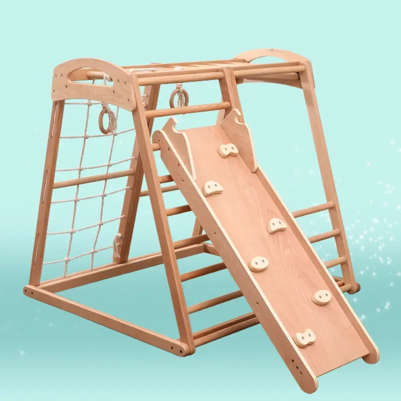 Wood  Indoor Playground Climbing Frame For Kids Climbing Gym Toys Beech wood trapet gym