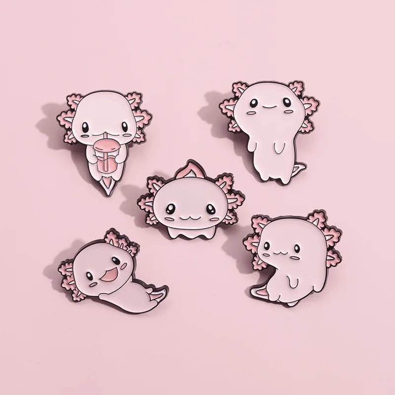 Cartoon Salamander Enamel Brooches Cute Animal Custom Creative Alloy Accessories Backpack Ornament Lapel Badges Gift Wholesale