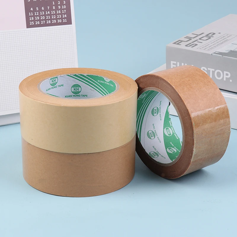 1 Roll Brown Kraft Paper Tape Recyclable Packing Tape Ecofriendly Self Adhesive Gumed Kraft Tape For Packing Shipping