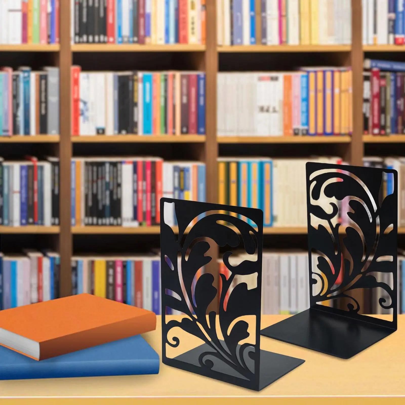 

2 Pieces Metal Bookends Bookshelf Practical Office Supplies Book Stand Desk Organizer for Home Living Room Shelves Desktop