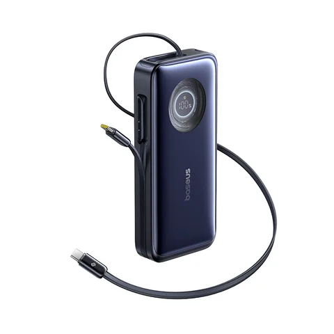 Baseus 100 Вт 20000 мАч Power Bank Встроенный выдвижной кабель USB-C PD Внешний аккумулятор PowerBank для MacBook Pro iPhone 17 Samsung