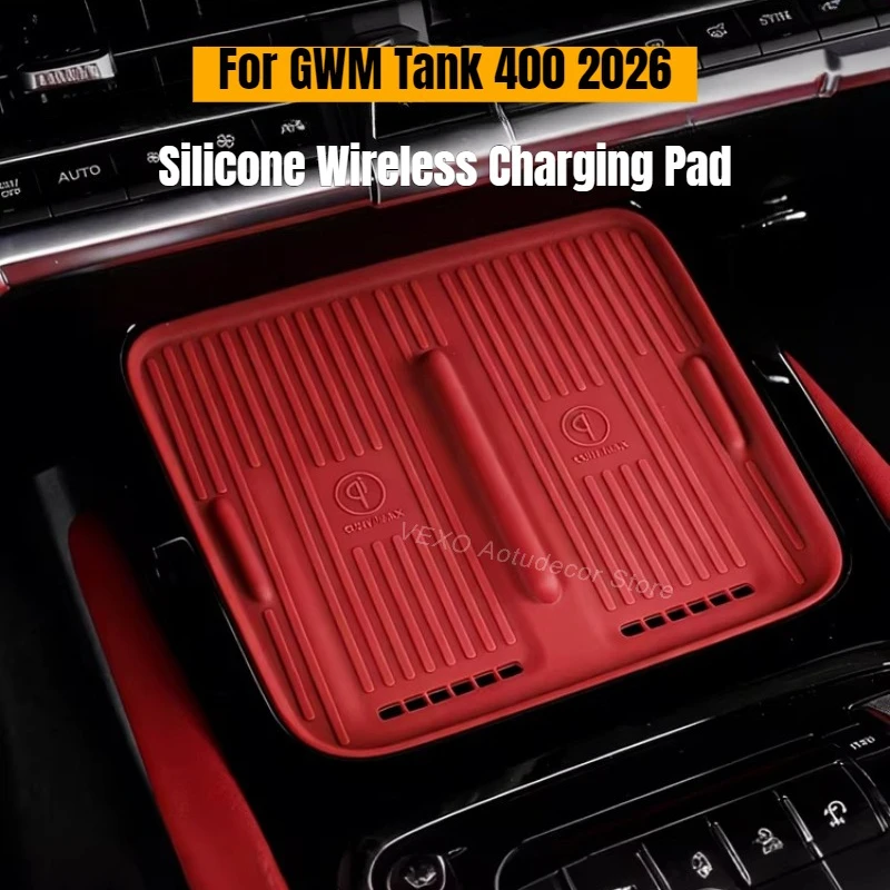 

Car Central Control Wireless Charging Pad Silicone for GWM Tank 400 Hi4-Z Hi4-T 2026 Anti-Slip Mat Car Interior Accessories