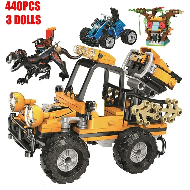 Jurassic World Dinosaur Park Tyrannosaurus Rex Pterosauria Truck Series Building Blocks Dinosaur Car Bricks Toys Children Gifts