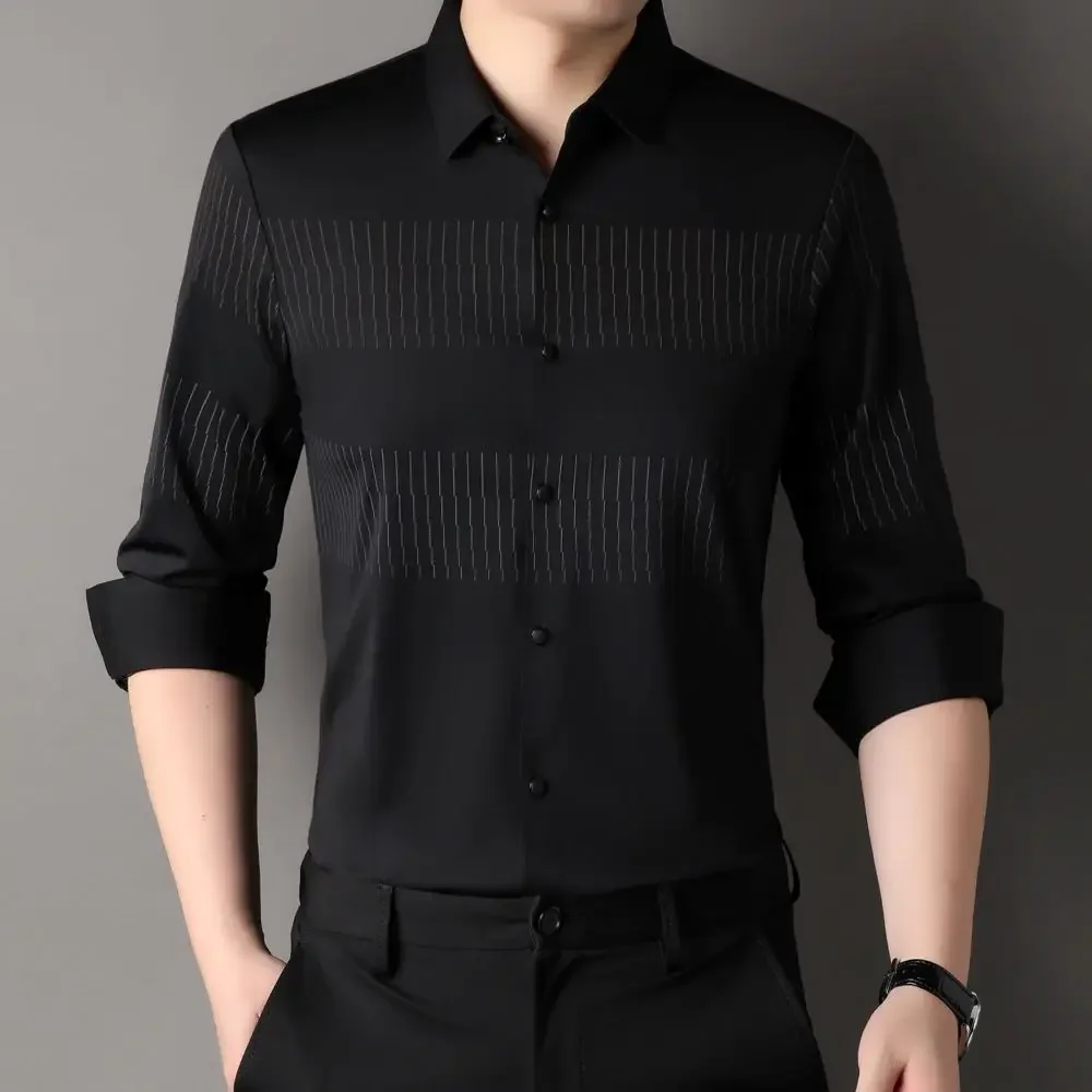 Solid Color Non-Ironing Wrinkle Resistant Shirt Business Casual Top Men's Versatile Comfortable Long-sleeved W5884