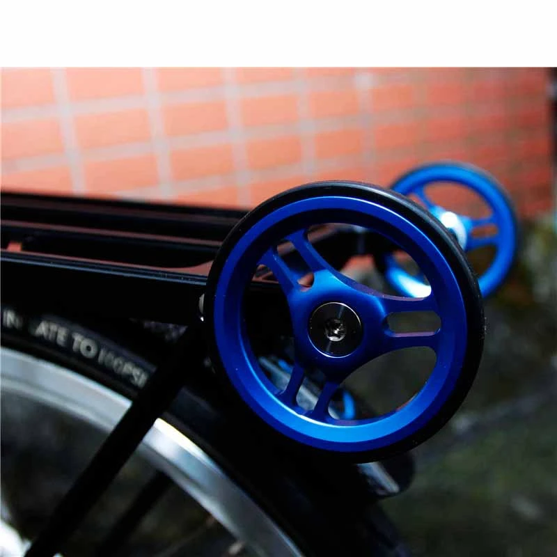 Folding Bike Easy Wheel Aluminum Alloy Easy Wheel 60mm with Bolt for Brompton Folding Bike Black