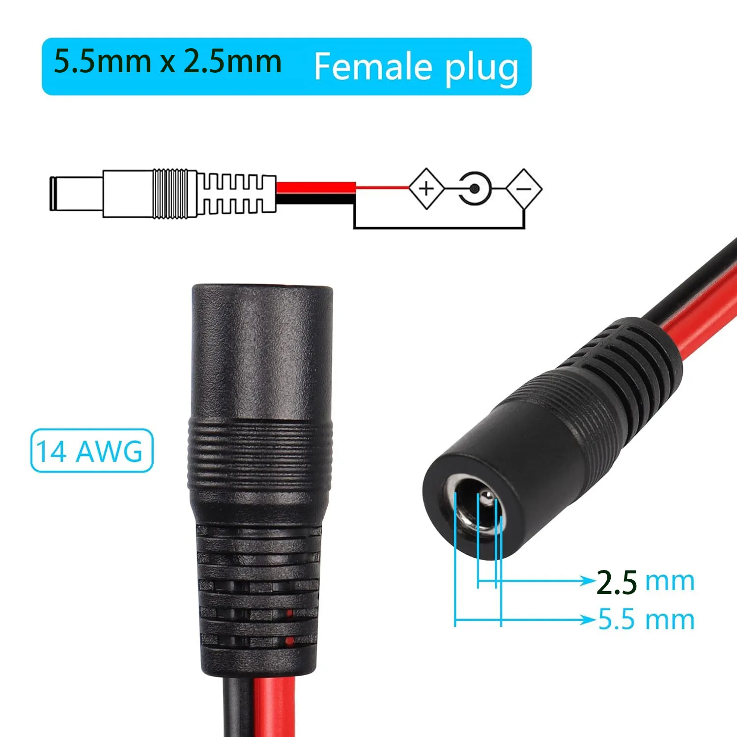 2 шт., кабель питания для камеры видеонаблюдения, 5,5x2,5 мм