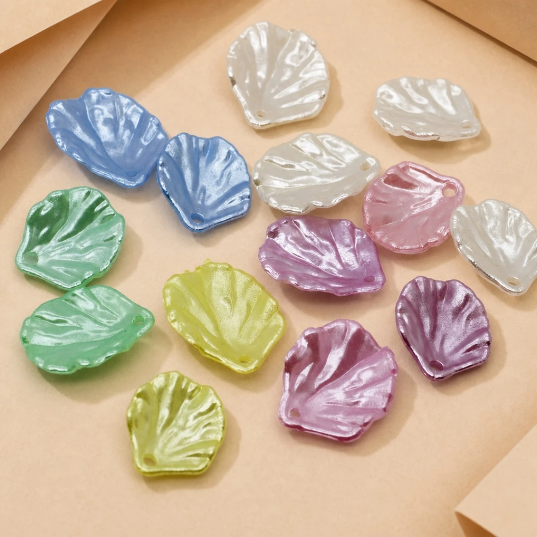 50pcs 17x20mm Flower Petal Beads Cap Resin Leaf Charms Leaf Dangle Pendants Flower Bead End Caps for Jewelry Making DIY Crafts