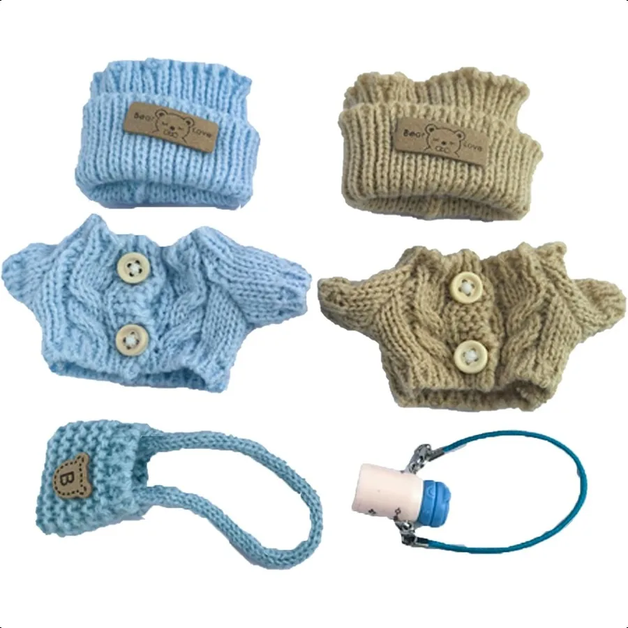 

Clothes for Labubu NO Doll TwoPiece Set with 6 AccoriesHandMade Crochet Sweaters are More UniqueSuitable for 6.7inch (17 cm) Pl