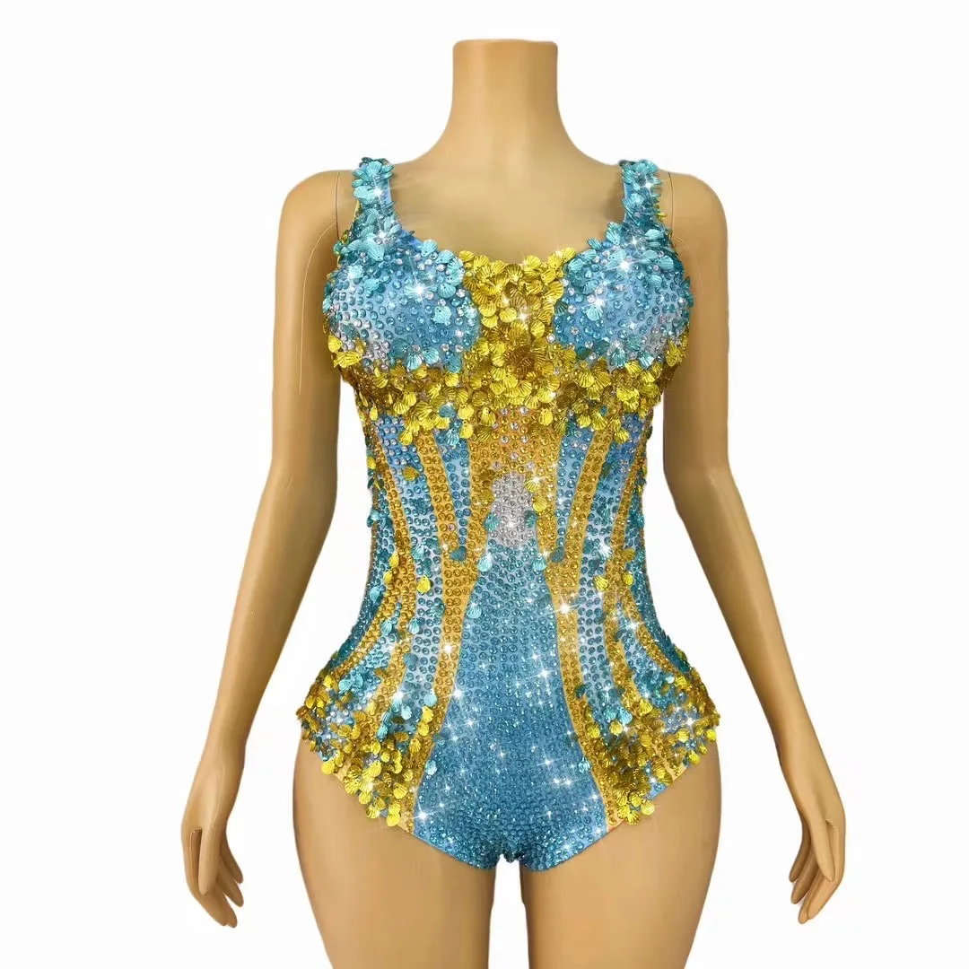 

Women Sexy Sheath Shiny Bodysuit Luxury Sequins Rhinestones Celebrity Performance Outfit Club Dancer Singer Stage Costume