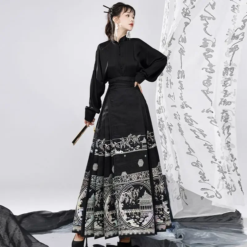 

Heavy Industry Ming Dynasty Symphony Horse Face Skirt Female Gothic Style Hanfu Dress Carnival Character Performance Costumes