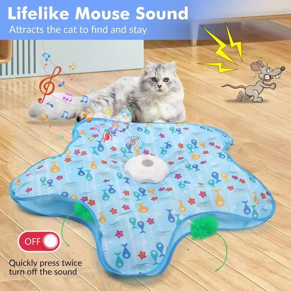 Cat Interactive Hide And Seek Toy Electric Capture Hood With Mouse Squeaky Motion Toy USB Charged Automatic Kitten Teaser Toy ﻿