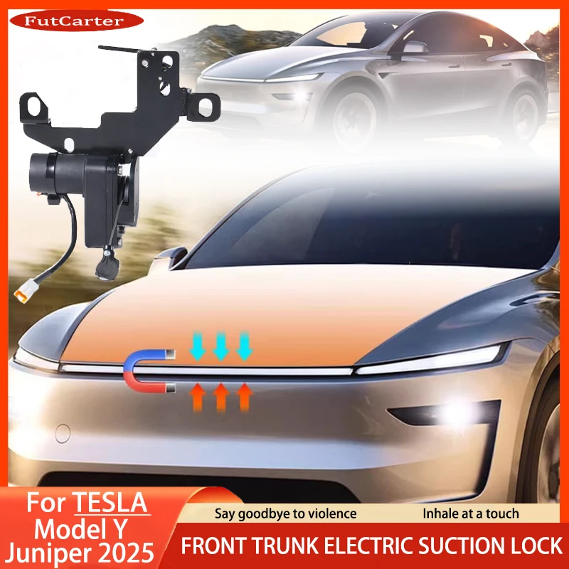 

FutCarter для Tesla ModelY Juniper 2025, автомобильный электрический всасывающий передний багажник, закрывающийся электрический замок с мягким закрыванием, автоматический замок