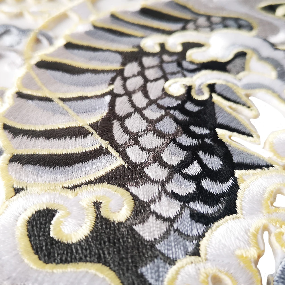 Embroidery Patch Ethnic Dragon Style Myth Traditional Culture For Jacket Back Vest Biker Badges Clothes Accessories iron on