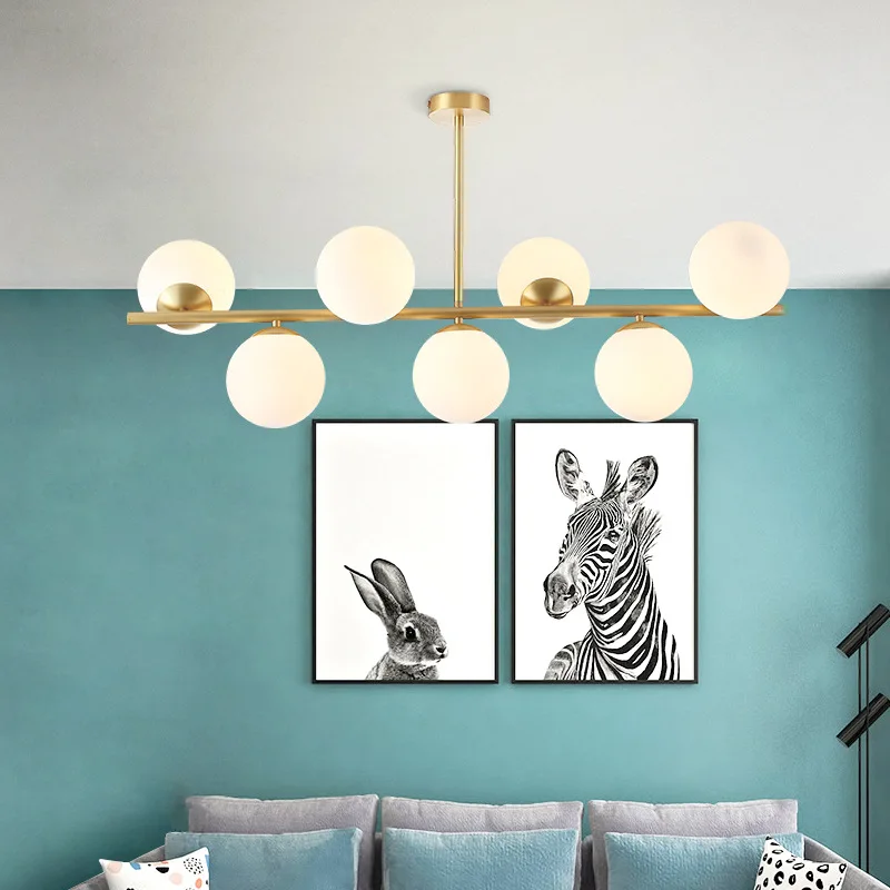 

Nordic Modern LED Glass Ball Chandeliers Hanging Pendant Lights Elegant Lighting for Living Dining Room Kitchen Restaurant Decor