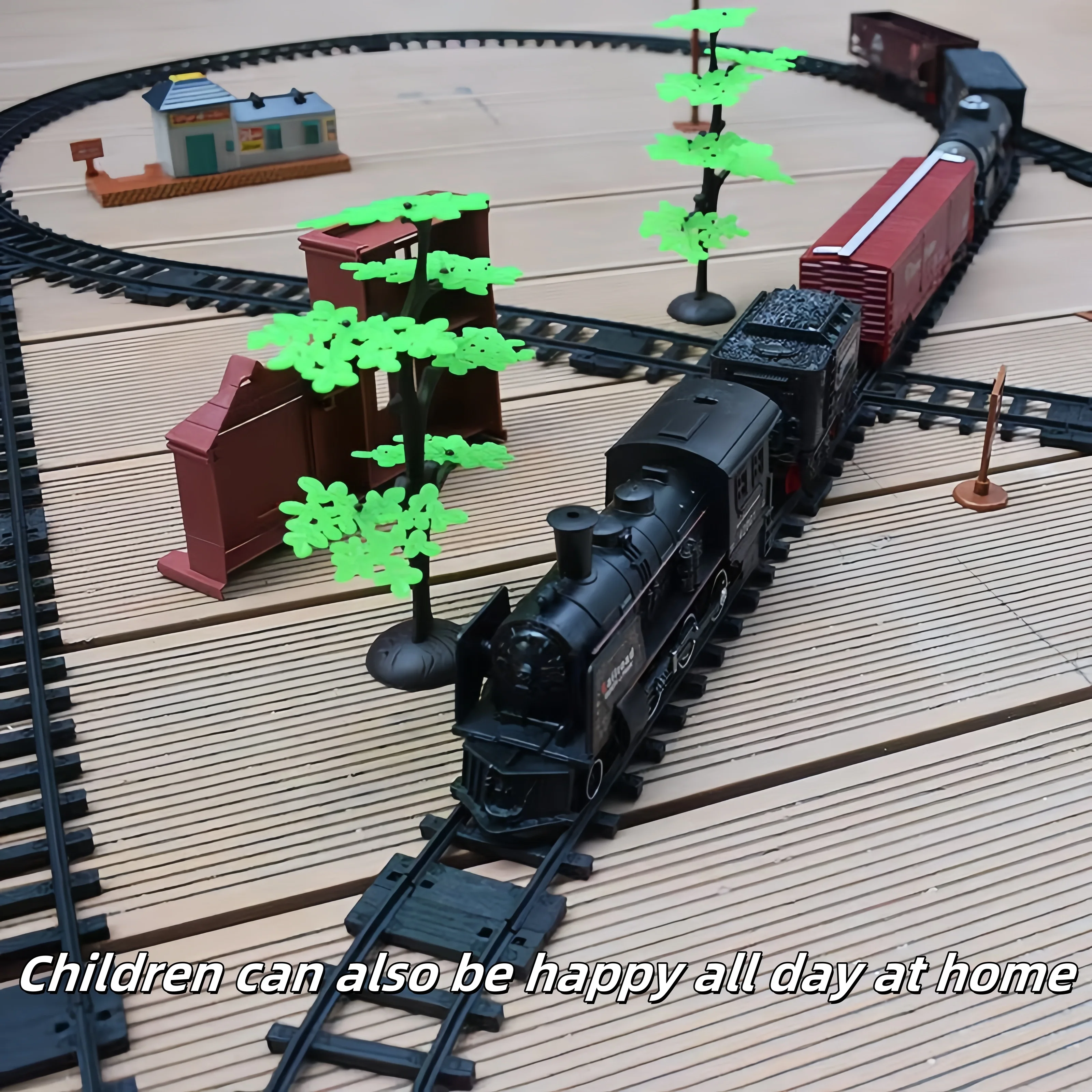 High end requintado grande trem conjunto de pista brinquedo retro clássico carro motor a vapor e trem longo conjunto com luz e som novo ye