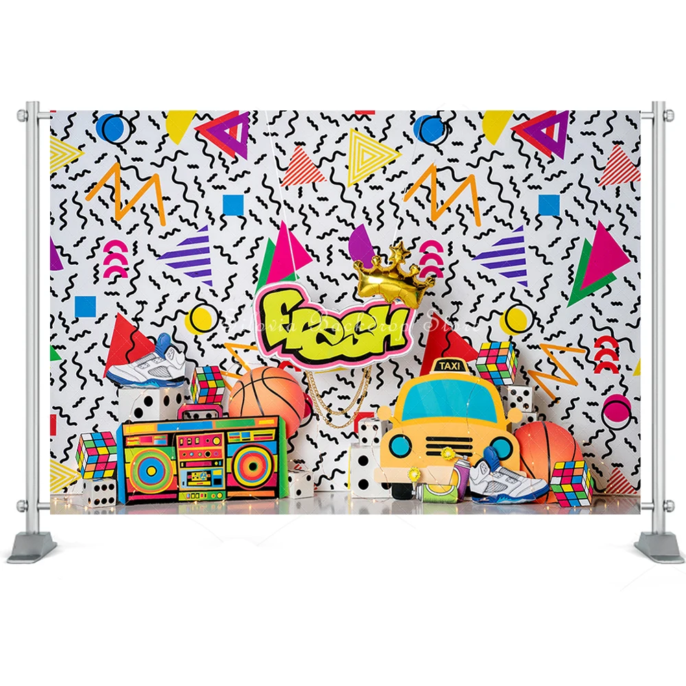 Back to 90S 80S Party Fresh Photo Background Children Birthday Cake Smash Photography Backdrop Kids Portrait Photo Studio Props