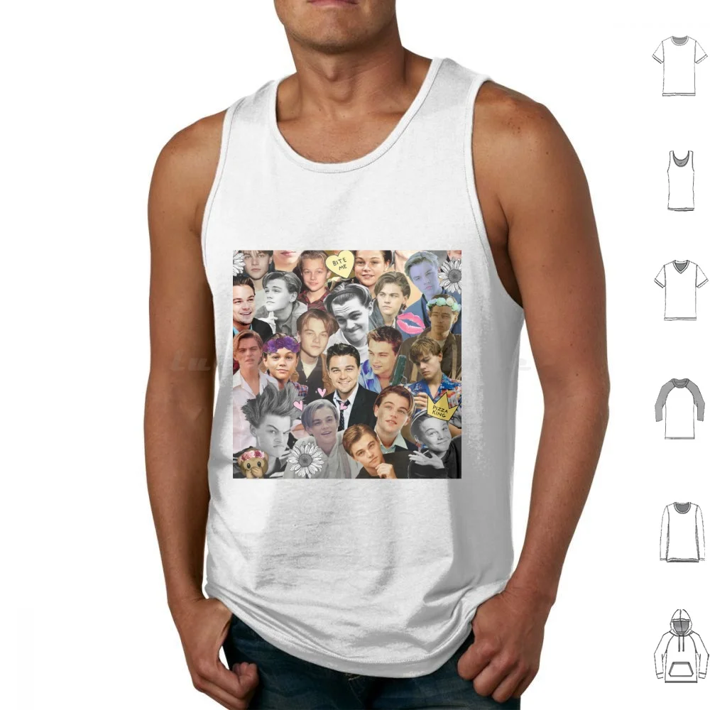 Leonardo Dicaprio Collage Tank Tops Print Cotton Leonardo Dicaprio Actor Fandoms Movies Cute Pizza Flowers