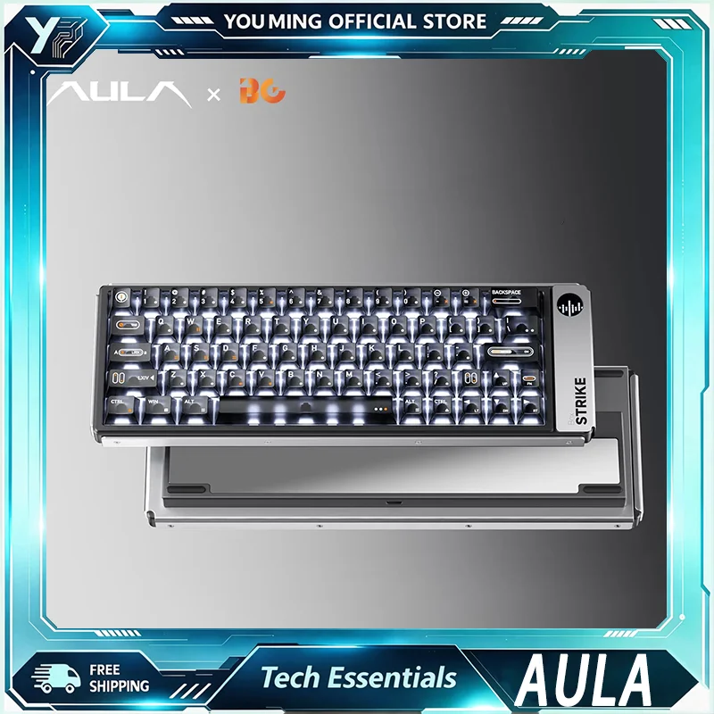 AULA BOX63 BG Co‑branded Mechanical Keyboard 63Keys Hot‑Swap RGB Backlit Tri‑Mode Wireless Gaming Keyboard For PC Esports Typing