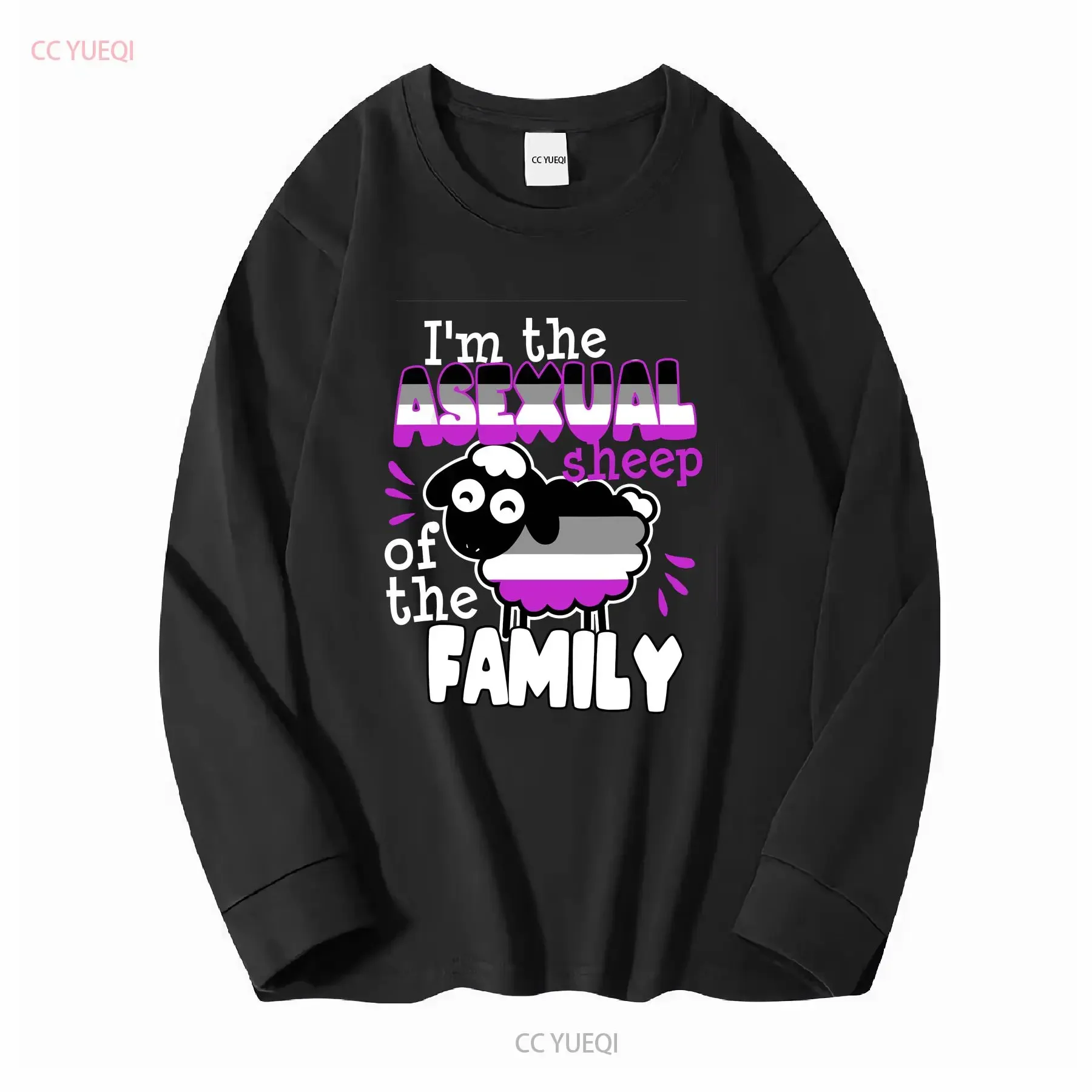 Asexual Sheep of The Family Funny Pride Flag LGBTQ T Shirt long or short sleeves vintage Washed Comfortable Versatile graphic