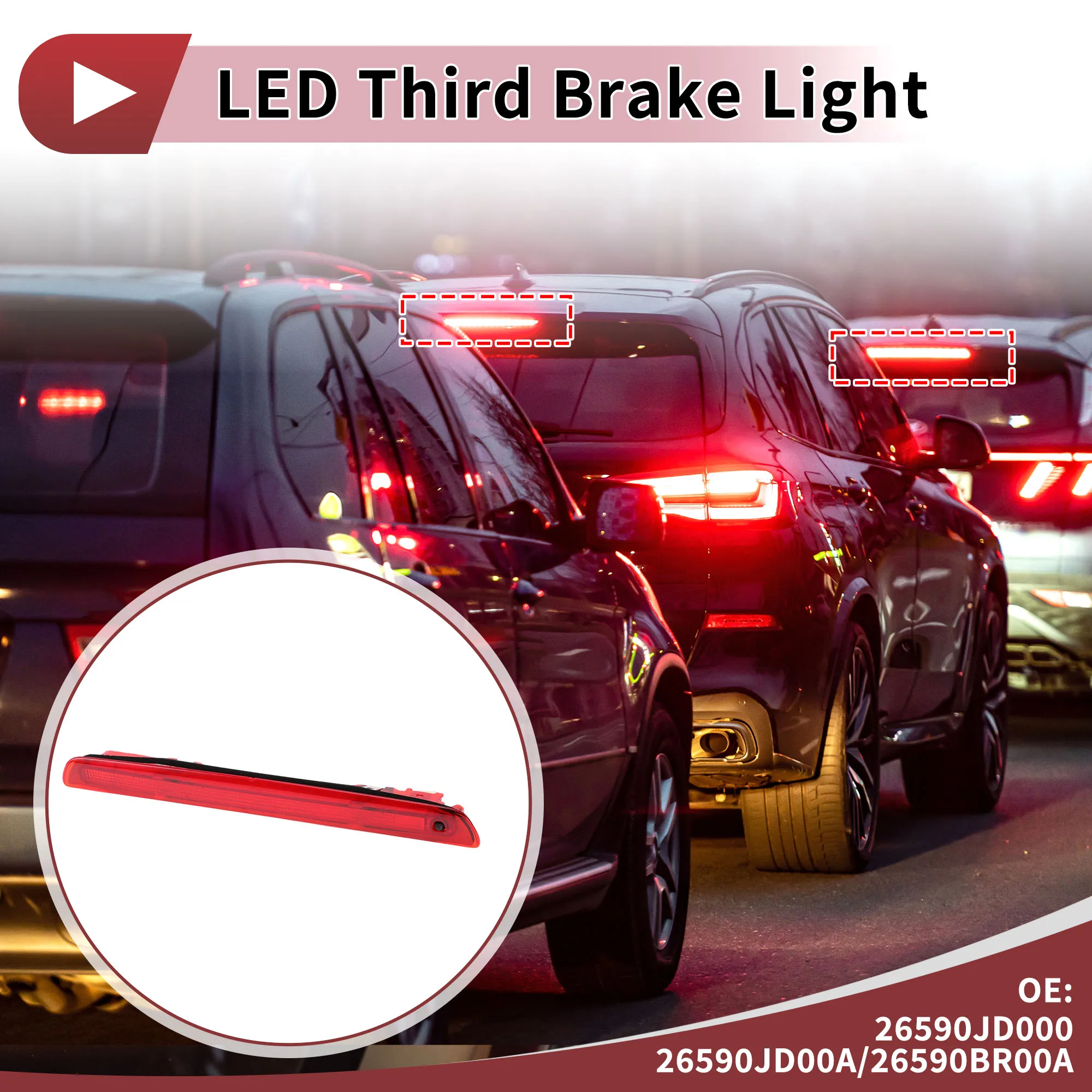 

UXCELL красный светодиодный третий стоп-сигнал для Nissan Qashqai 2008-2014 No 26590JD000