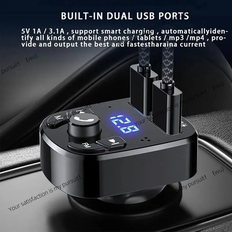 Car Mp3 Player, Dual USB Fast Charge FM Bluetooth Receiver, USB Flash Drive Plug Car Kit
