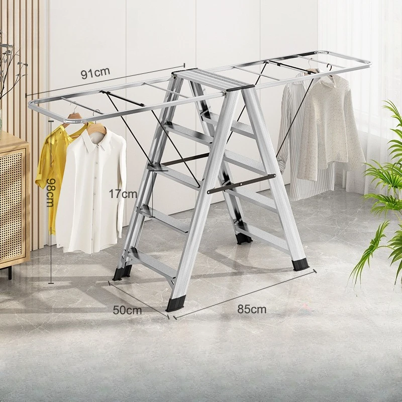 

Ladder household folding drying rack, indoor multi-functional dual-purpose, telescopic herringbone ladder thickened quilt