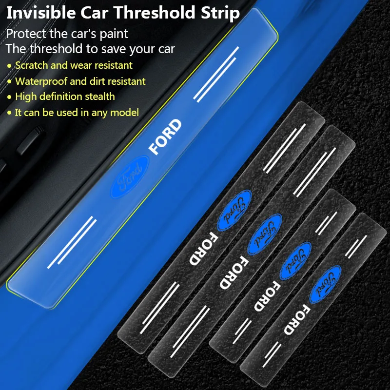 Car Accessories 4pcs Transparent Auto Threshold Protection Sticker For Ford Focus Mondeo MK1 MK2 MK4 MK3 Fiesta ST Line Kugo