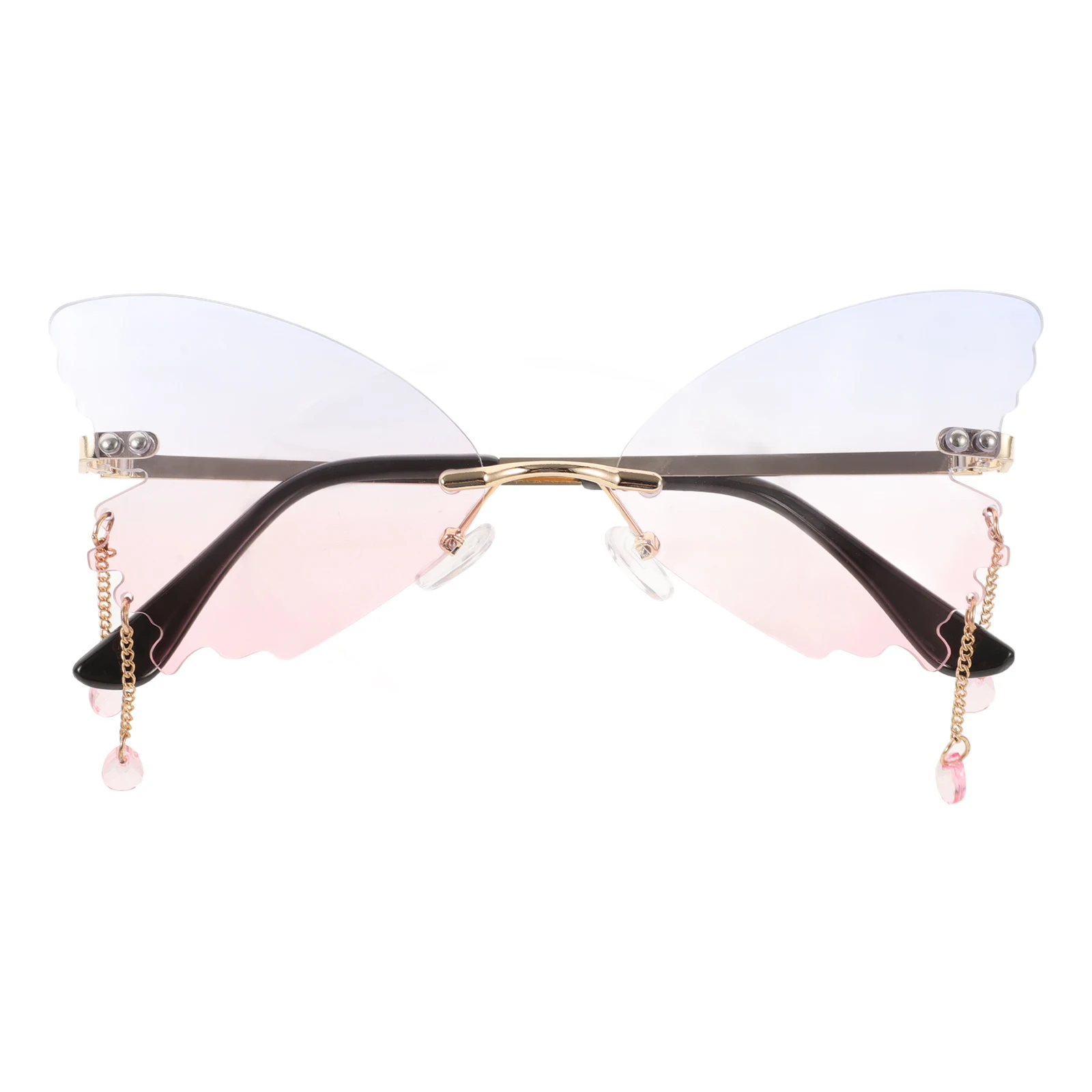 

Butterfly Sunglasses Rhinestones Decorative Fun Party Accessories Women Street Photography Rimless Sunglasses Retro Glasses