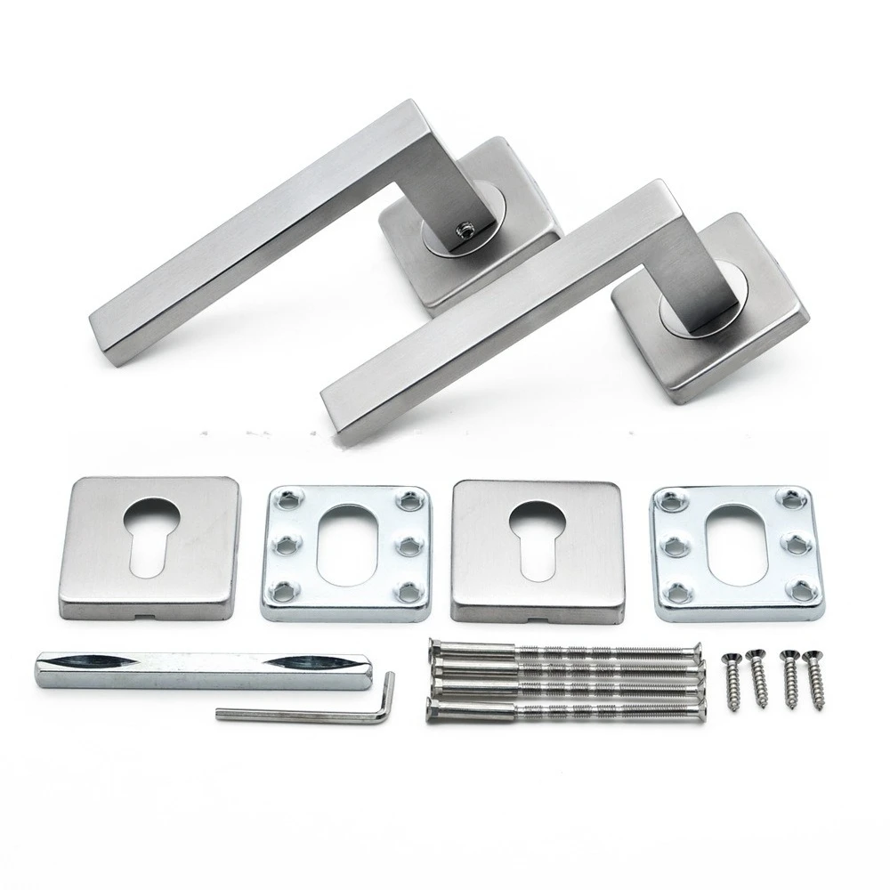 304 Stainless Steel Brushed Sanded Square Tube Door Handle Square Cover Split Square Door Handle Flat Tube Handle
