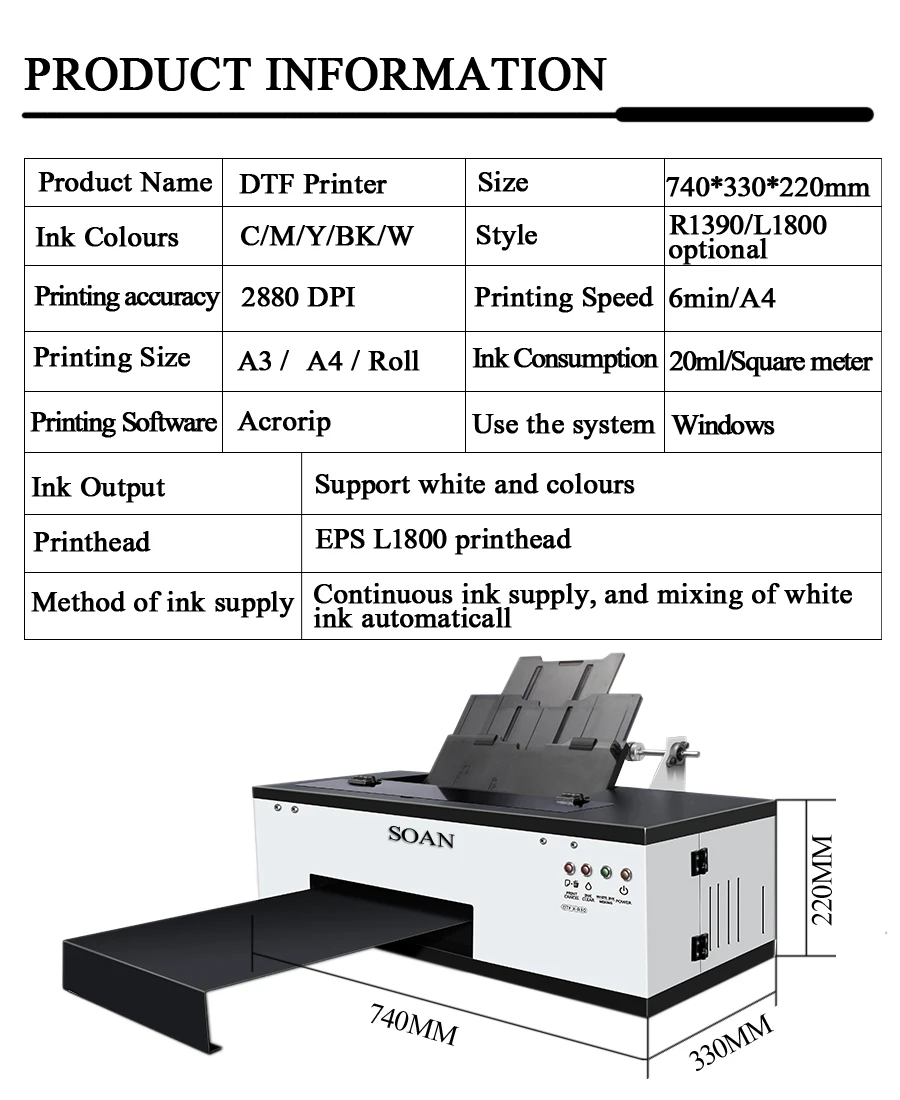 Wholesale Price A3 Dtf Printer Desktop t shirt Printing Machine Heat Transfer Pet Film DTF printer Start Bundle