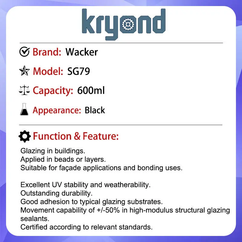 Wacker SG79 STRUCTURAL GLAZING 600ml Sealant with Excellent Adhesion for Glazing