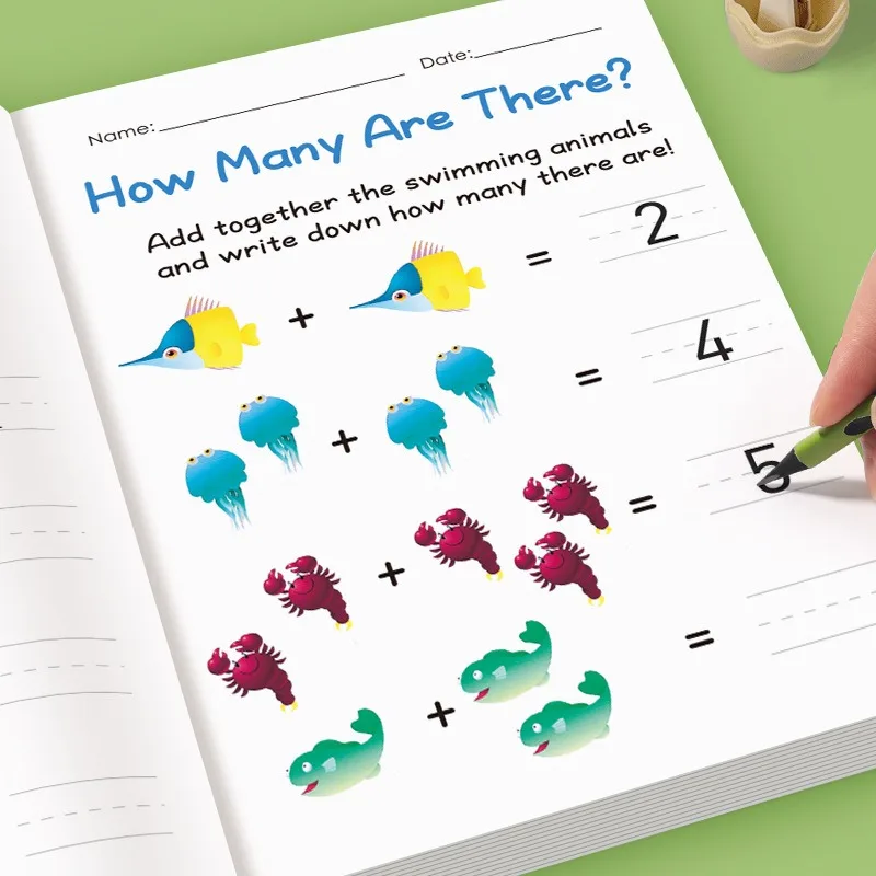 64 Pages Addition Subtraction Within 10 Calculation Workbook Decomposition Based on Pictures Formulas Arithmetic Problem Book