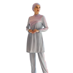 Trajes De Bano Mujer Swimwear for Veiled Women 3 Pieces Set with Zipper for Surfing and Diving Burkini Muslim Swimwear