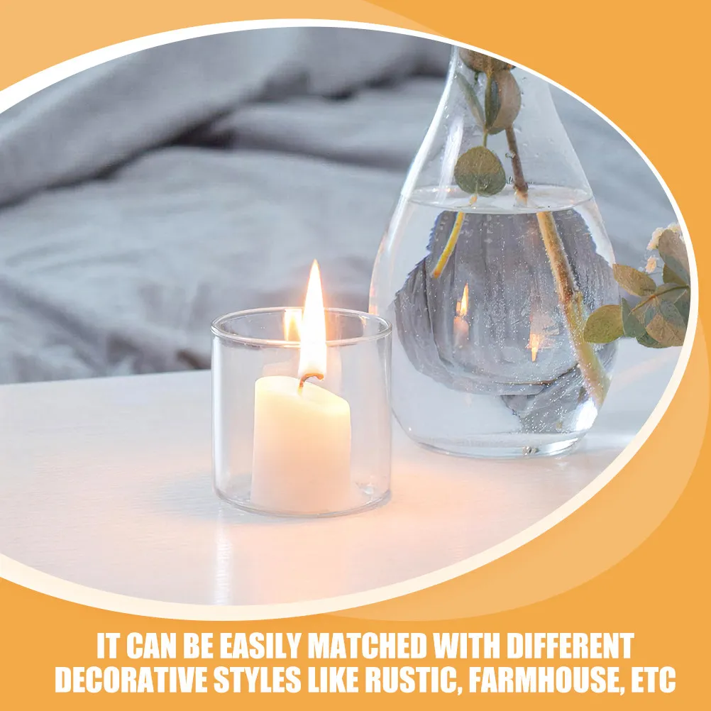 3Pcs Glass Tealight Cups Clear Votive Holders for Weddings Banquets Romantic Candlelight Dinner DIY