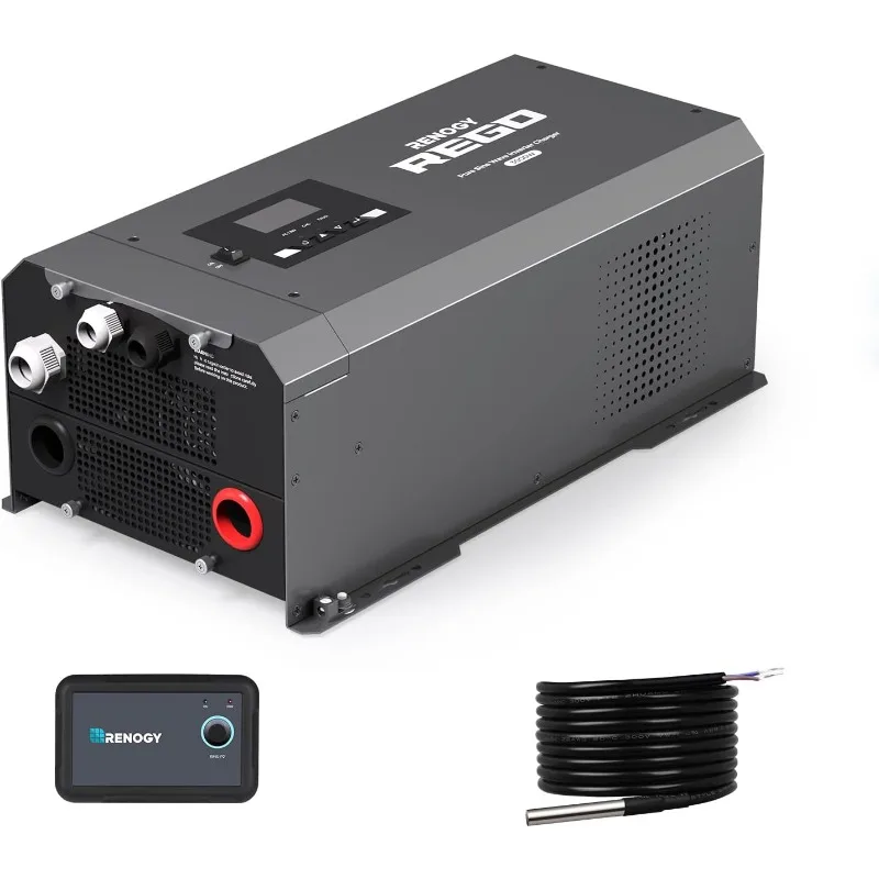 REGO 3000W Pure Sine Wave Inverter Charger w/LCD Display 12V DC to 120V AC Built-in Bluetooth 4-Stage Charging