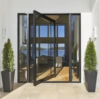 Custom Modern Glass Front Entry Door for Apartments Villas Aluminum Pivot Doors Aluminum Framed Double Glass Revolving Door 2