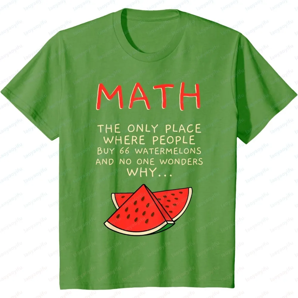 Summer Short Sleeve Fashion Men Clothing Math and Watermelons Calculation Print Tee Lightweight Casual Top for Teachers T-Shirts